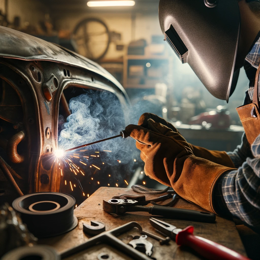 welder on car